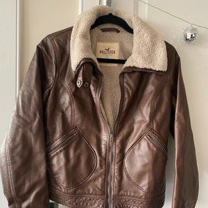 Hollister leather bomber jacket